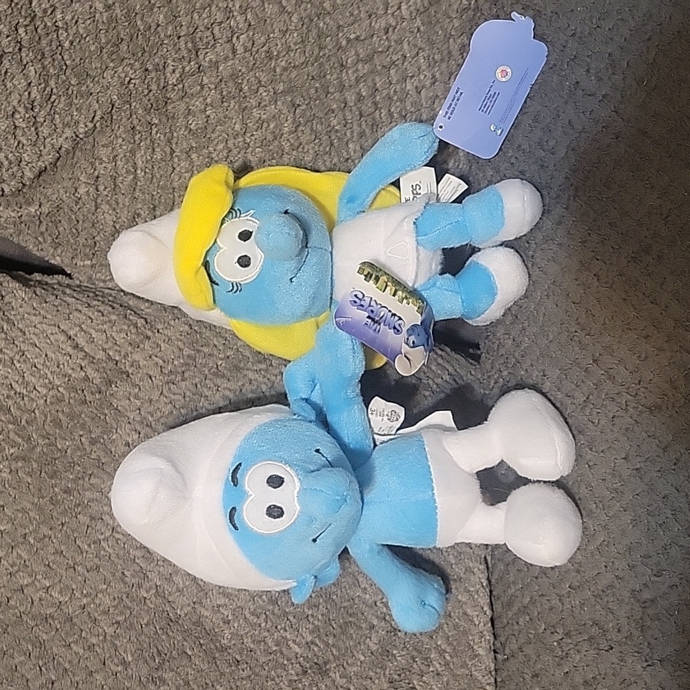 2 Smurf Stuffed Animals